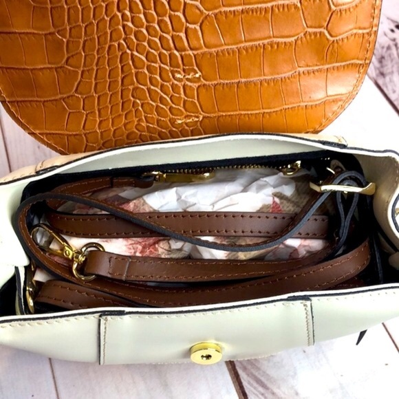 NWT House of Harlow 1960 Cream & Brown Stud Embellished Crossbody/Bag Backpack main image 12